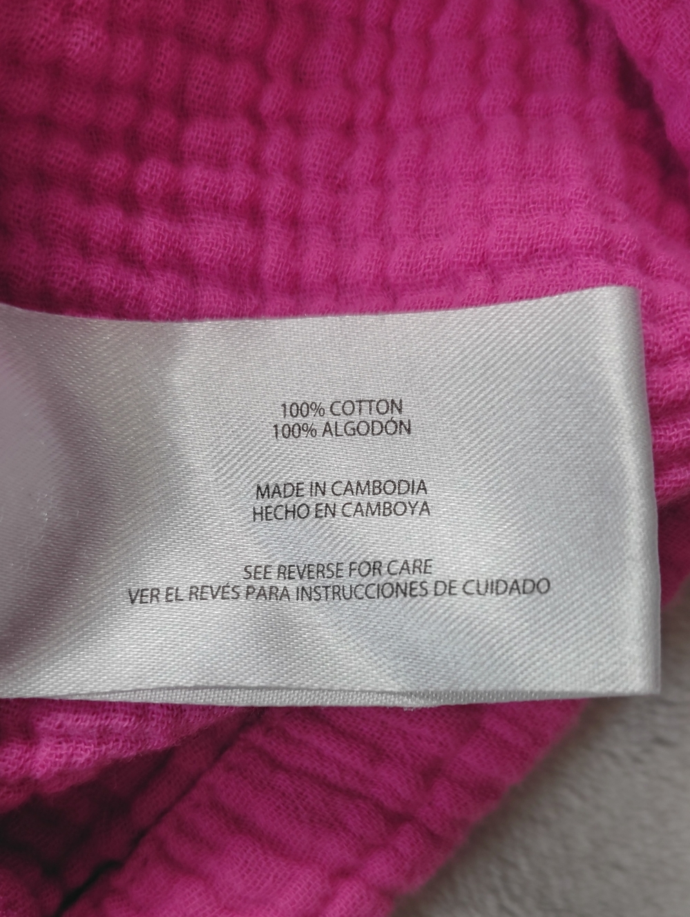 GAP Hot Pink 100% Cotton Short Sleeve V Neck Muslin Cottagecore Dress Size Large - Picture 7 of 10